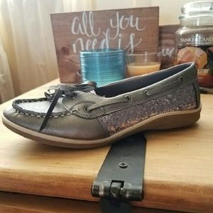 Silver Grey Sparkly Boat Shoes