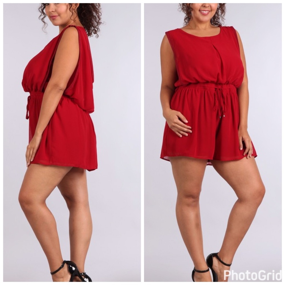 💣PLUS💣The Halle Red Romper - Picture 2 of 2