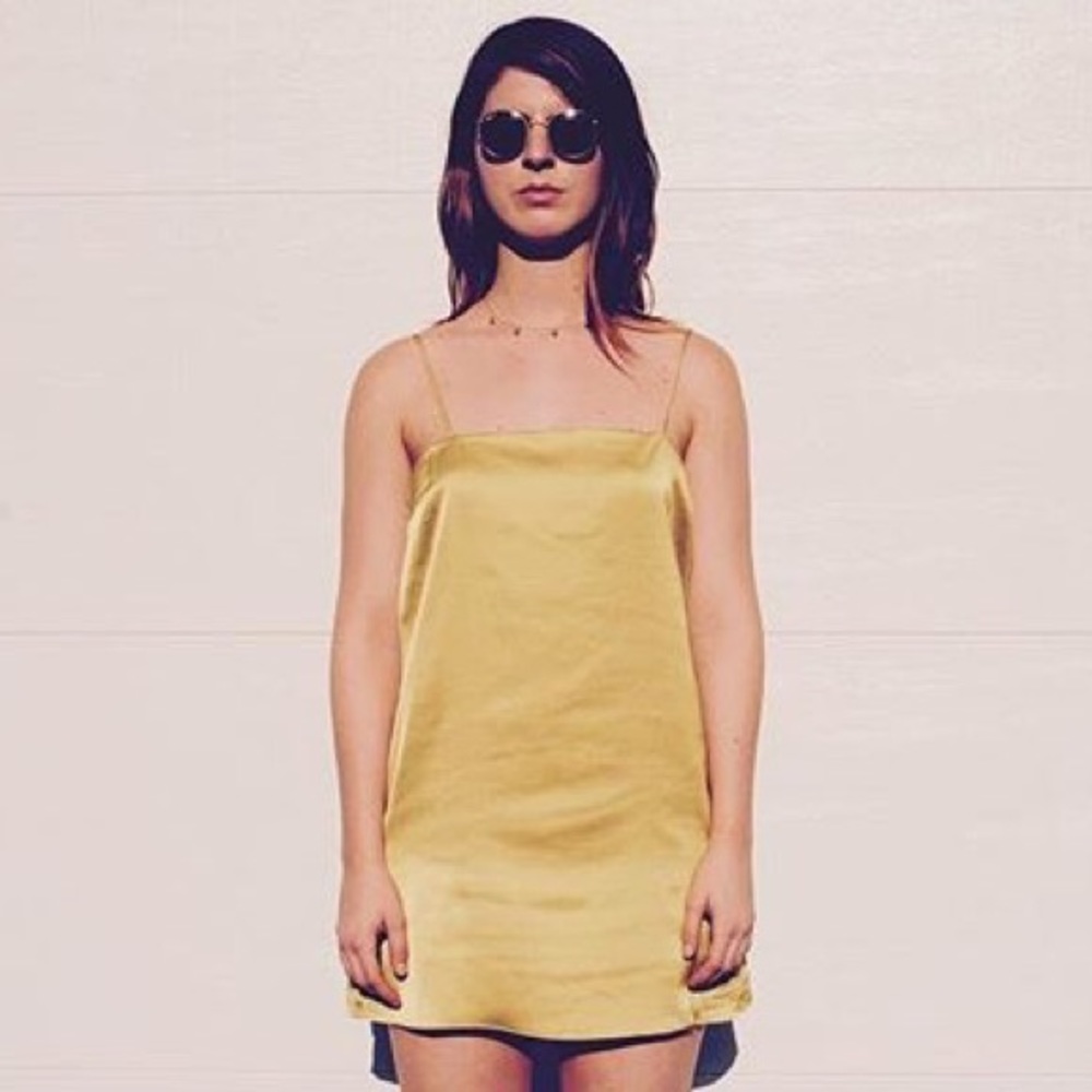 Cotton Candy L.A. yellow satin slip dress