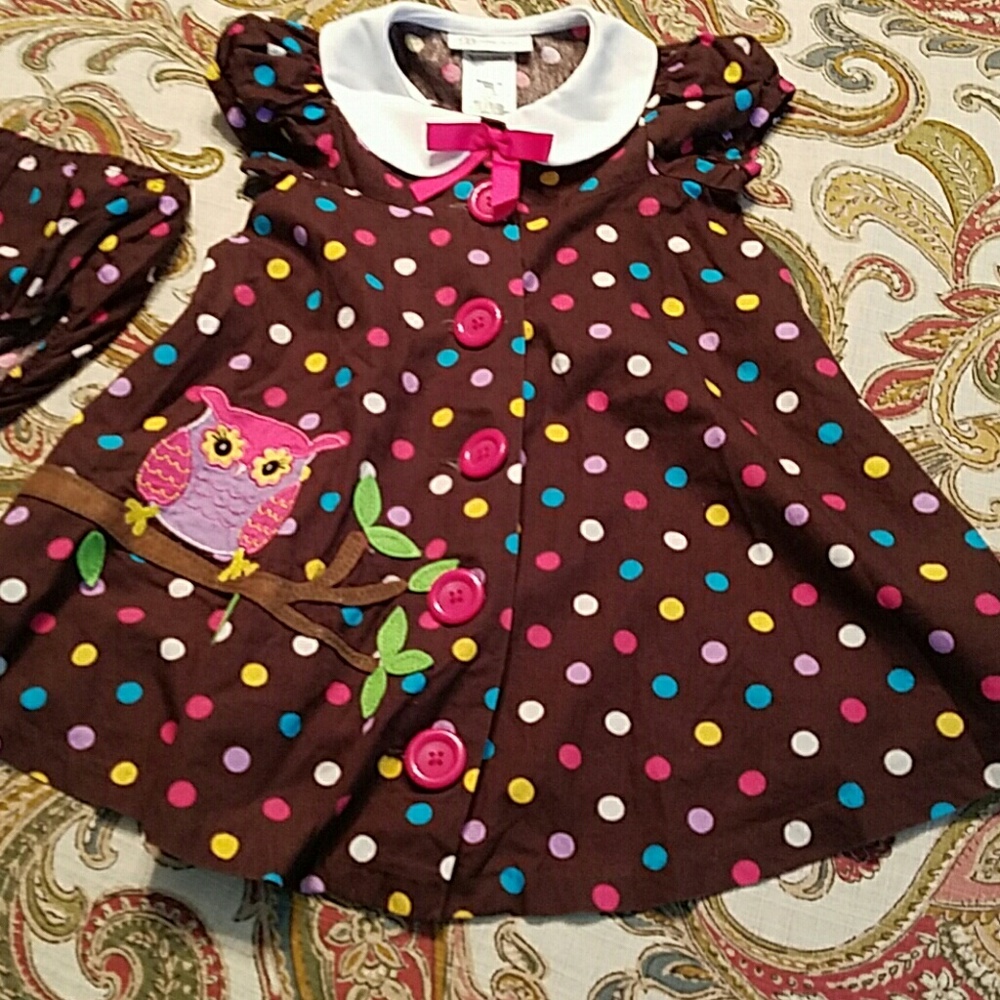 ❌sold❌2T Bonnie Jean Dress poka dot with Owl