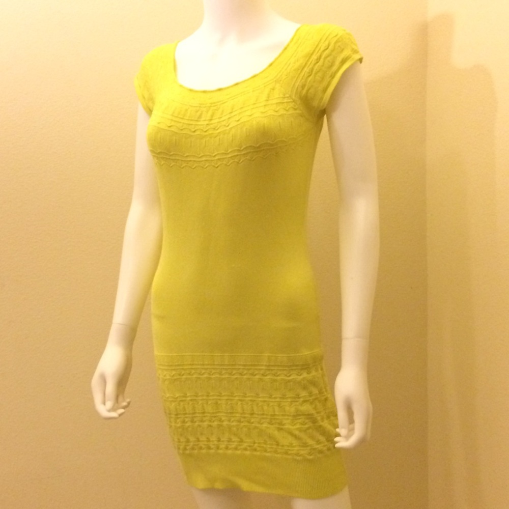Arden B highlighter yellow bodycon dress sz L