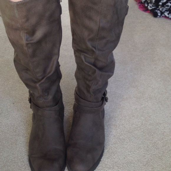 Boho Brown Faux Leather Boots - Picture 1 of 4