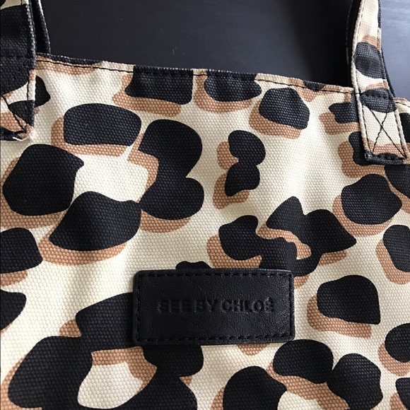 See by Chloe oversized canvas tote leopard print - Picture 2 of 4