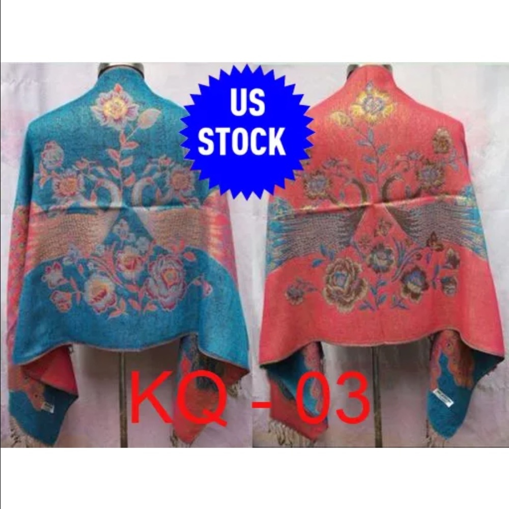 Scarve double side woman pashmina scarve peacock