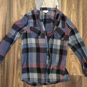 button down flannel with hood last chance