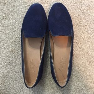 Navy suede J Crew loafers
