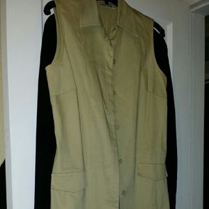 Military button up collared dress long vest