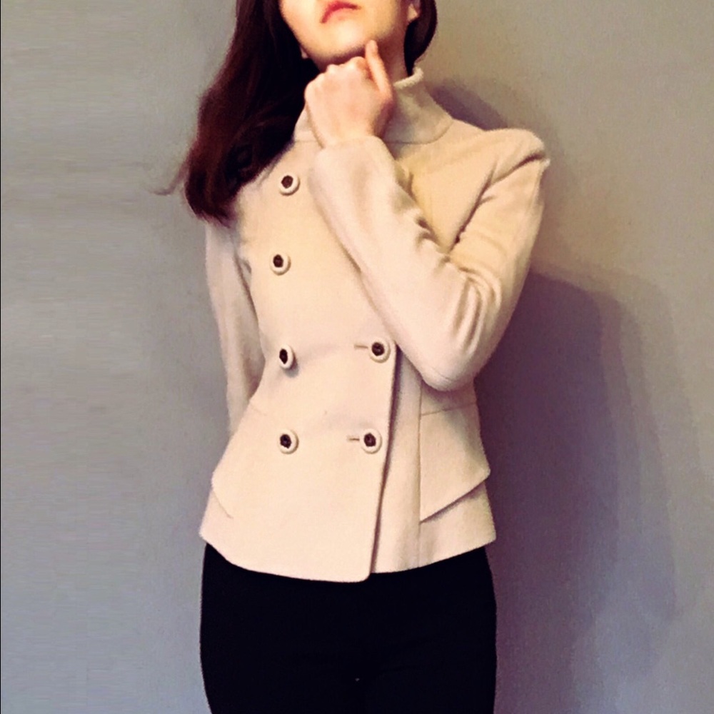 Short Cream Wool Jacket Military Style