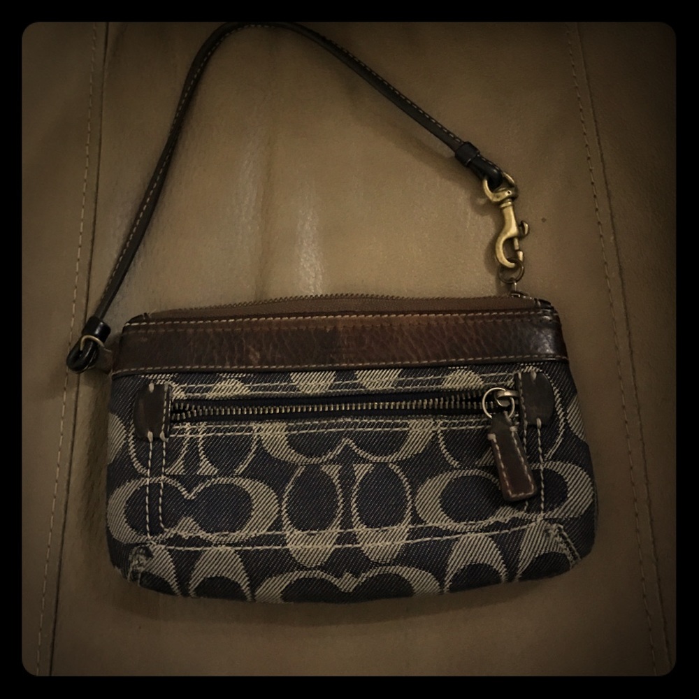 Coach denim wristlet