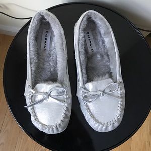 Silver sparkly moccasins!