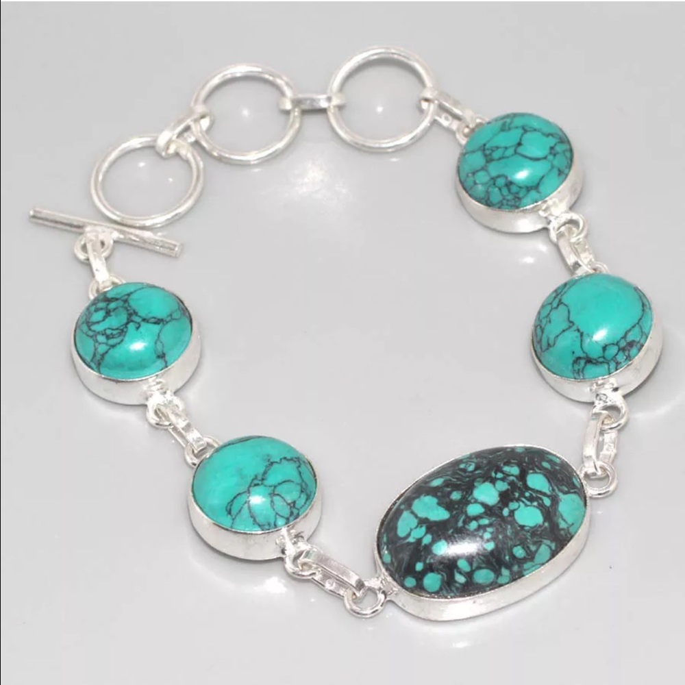 🤑SOLD🤑 Sterling Inlay Turquoise Bracelet