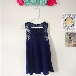 Navy Floral cut out tank