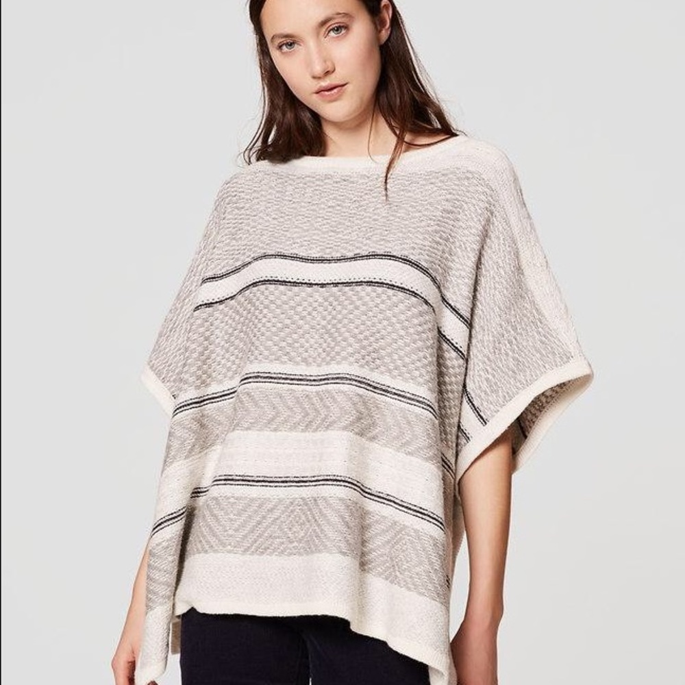 LOFT Jacquard Stripe Poncho