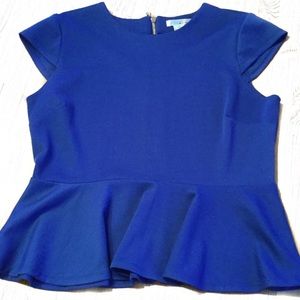 WDNY pretty blue peplum zipped-back top