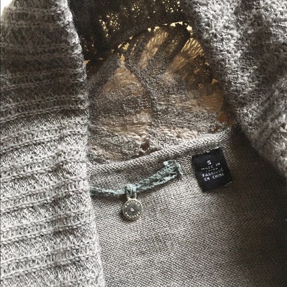 Anthropologie gray lace inset Cardigan - Picture 3 of 4