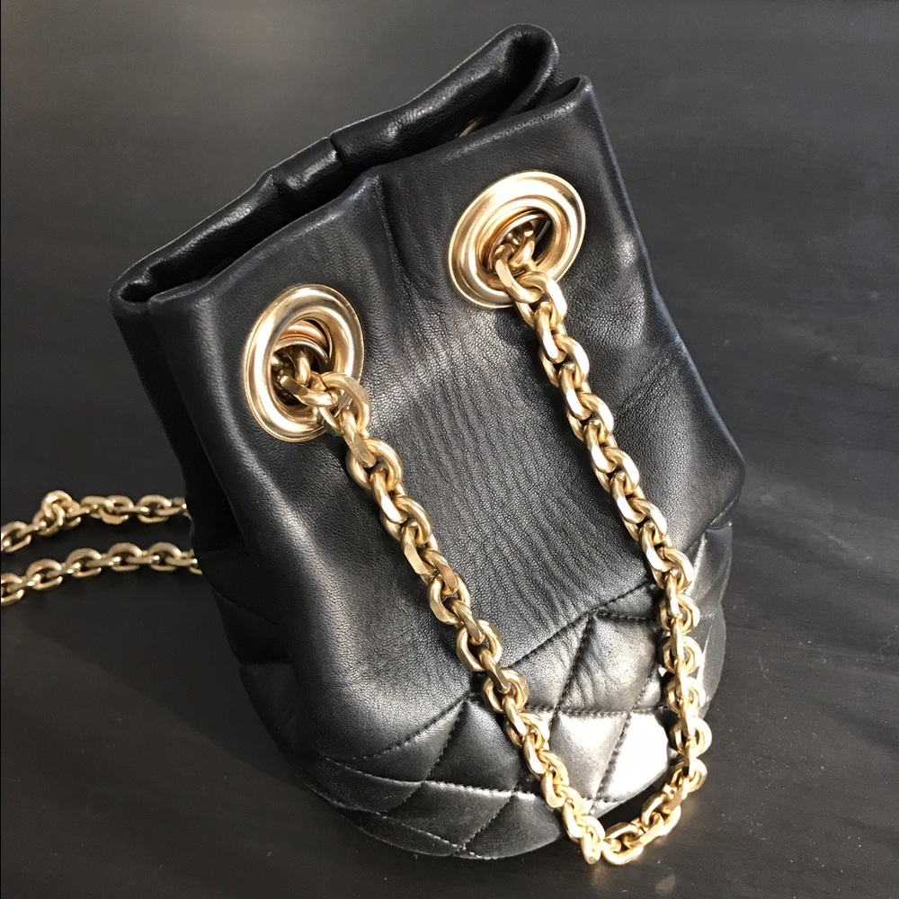 Delphine Delafon black quilted leather bucket bag
