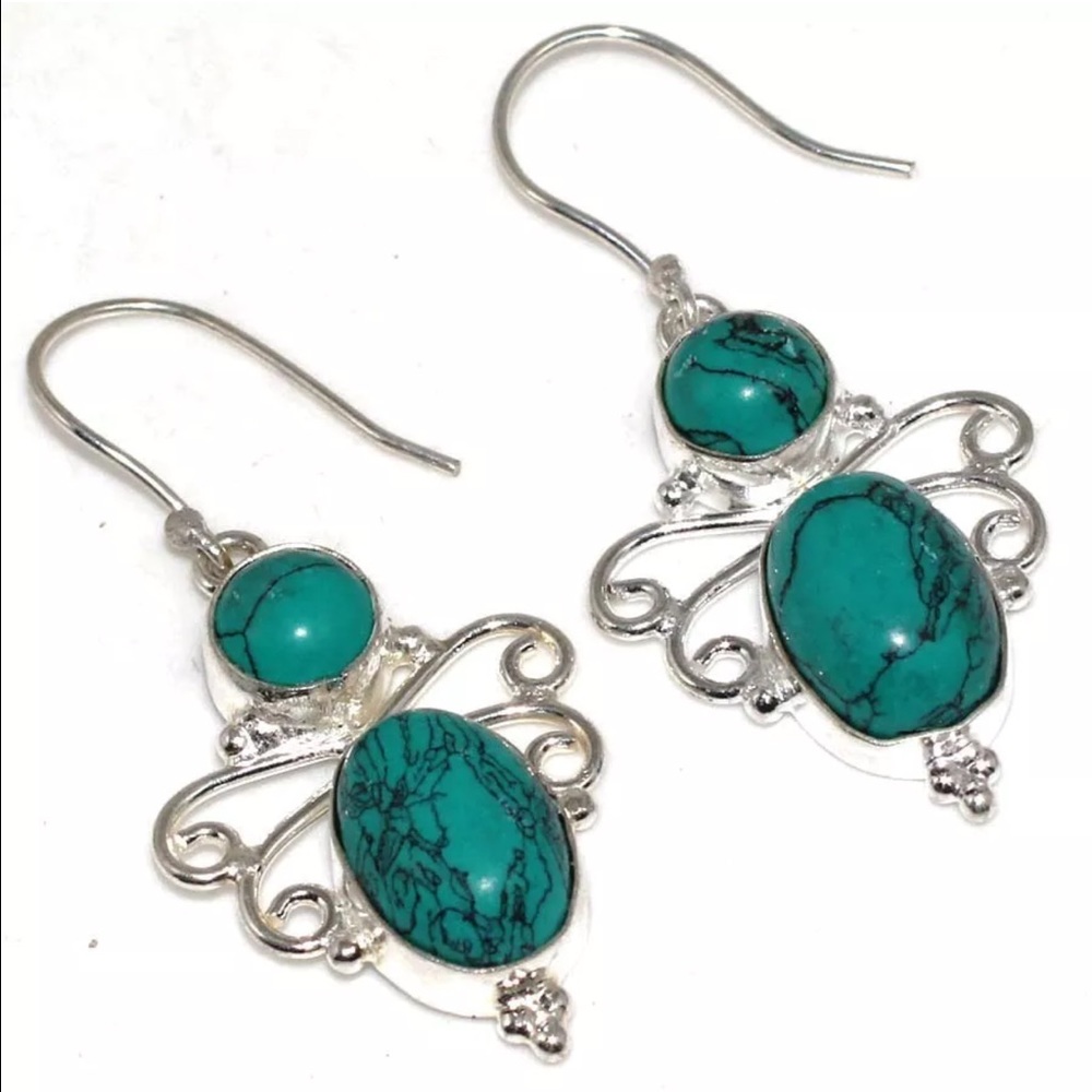 Sterling Inlay Turquoise Earrings