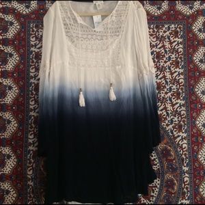 Boho Ombré Shift Dress with Bell Sleeves NWT