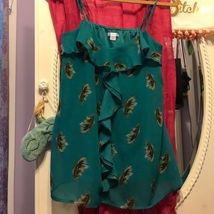 Teal(ish) tank, feather pattern