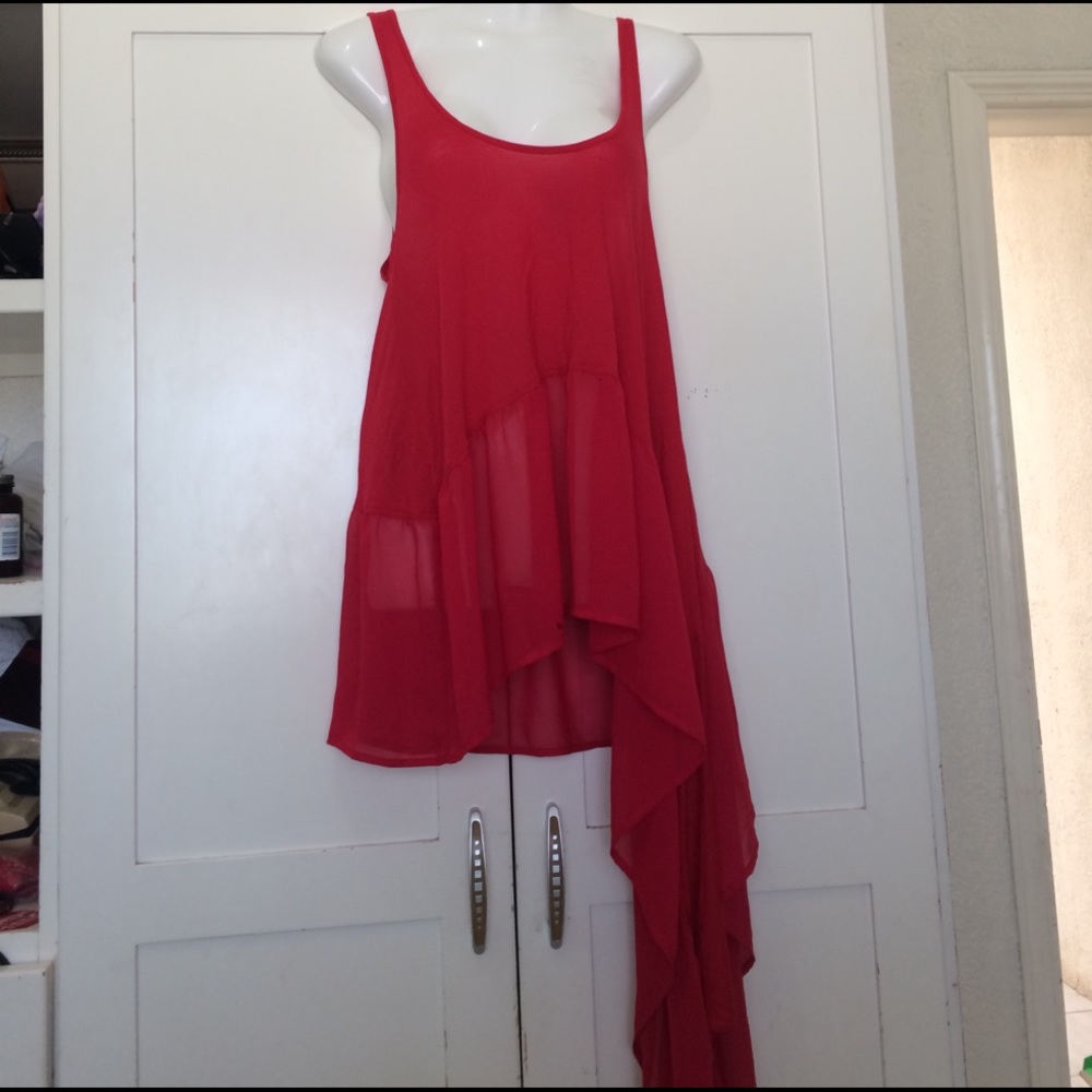 bebe Asymmetric Tunic, Red