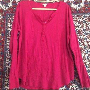 Magenta Waffle Knit Henley