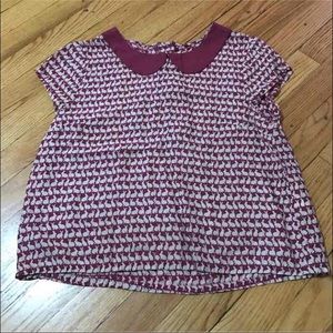 H&M bunny rabbit Peter Pan collar blouse