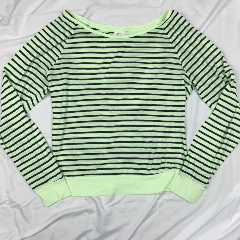PINK mint green striped long sleeve