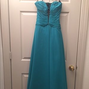 Teal and black evening dress