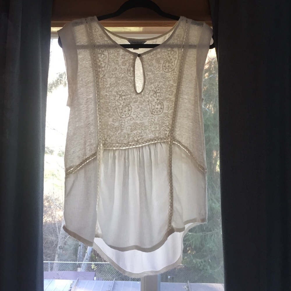 Lucky Brand Mixed lace short sleeve top - Picture 2 of 3