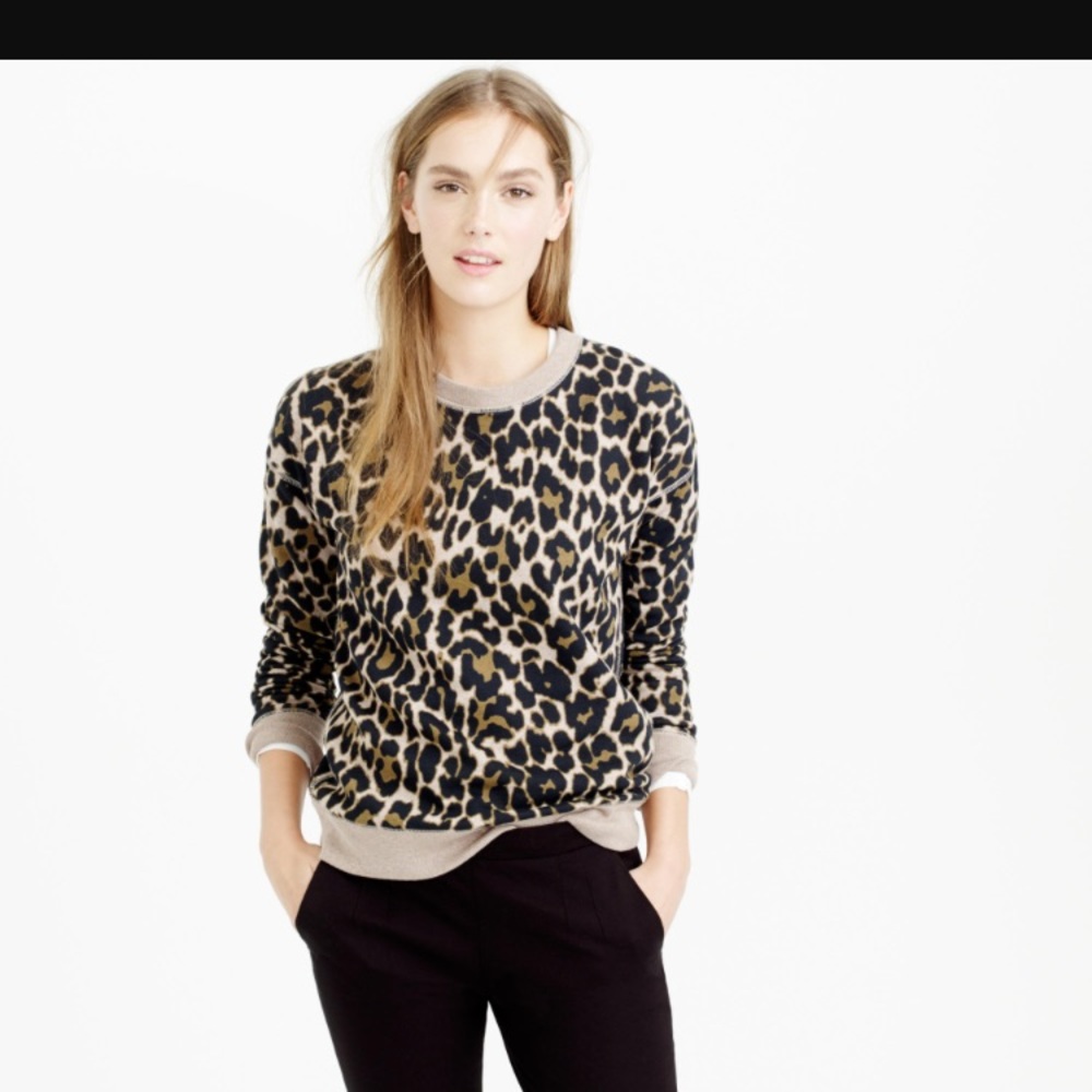 Jcrew leopard print sweatshirt, size M.  EUC.