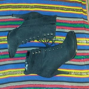 Diba Black Faux Suede Heel Bootie