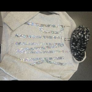 PINK bling cheetah fur lined full zip MED