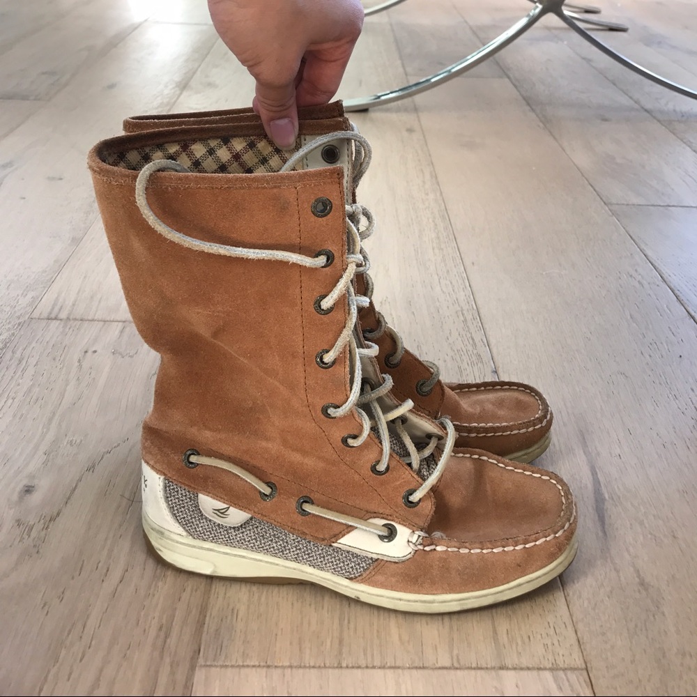 Tan & Plaid Sperry Top Slider Boots