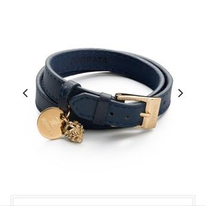 Leather royal blue bracelet