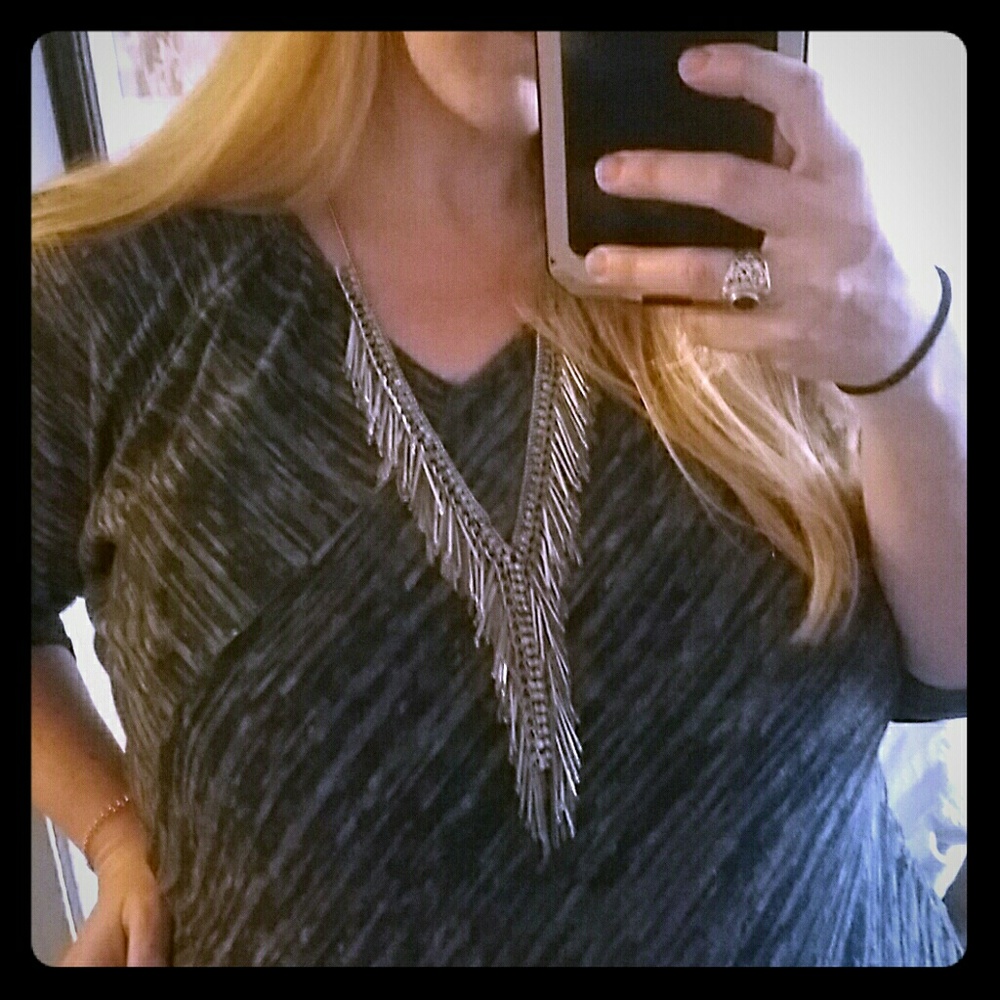 🌟Edgy statement necklace, long Chains n gems NWT