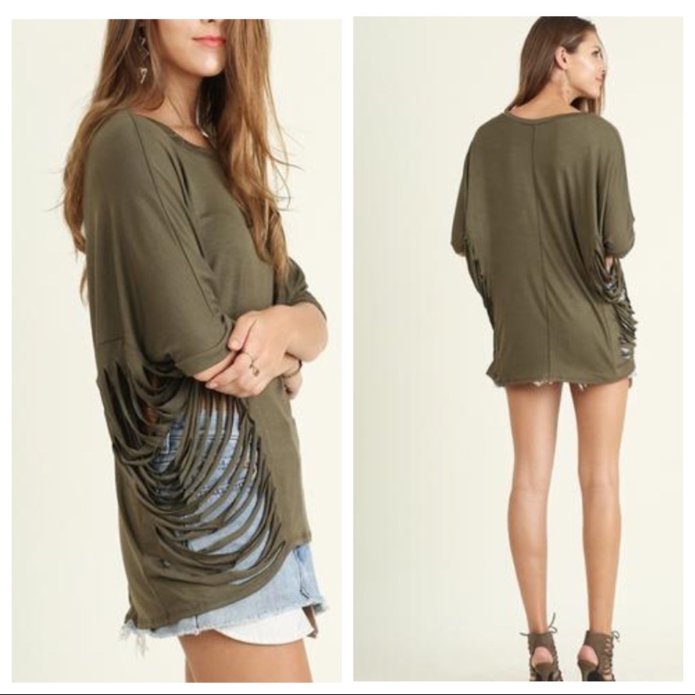 ⚡️Sale⚡️Olive Ripped Tee