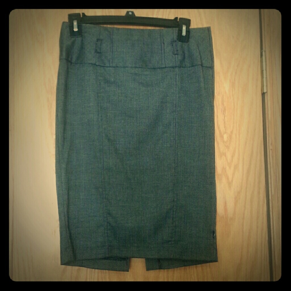 Grey Slit Back Pencil Skirt