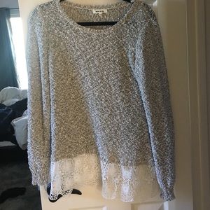 Sweater with floral lace trim