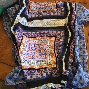 Stella & Dot pink, orange and blue cotton scarf