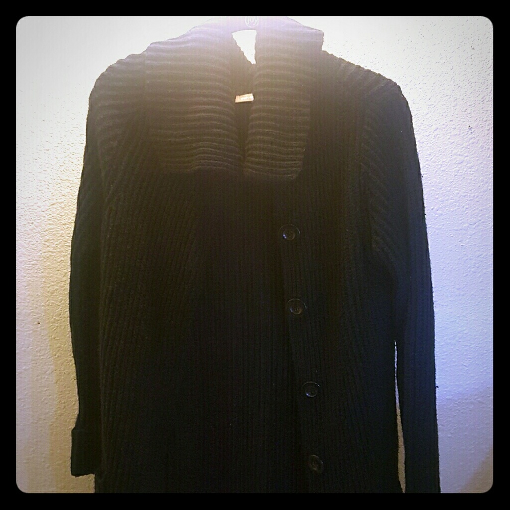 Long Black Tie Cardigan