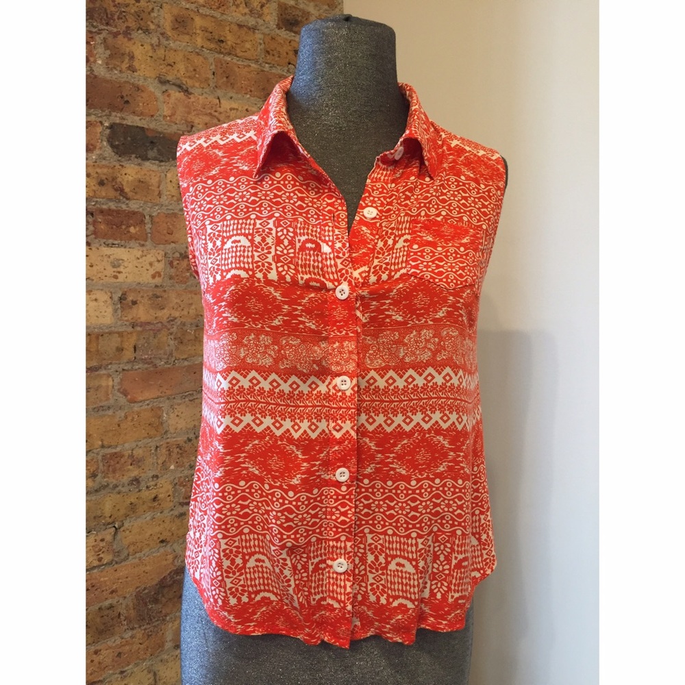 Vintage inspired orange sleeveless top