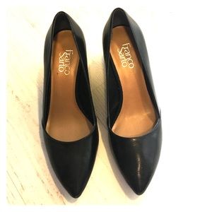 Franco Sarto black pointed toe wedges