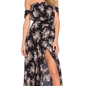 S Flynn Skye Bardot Maxi dress - black magic