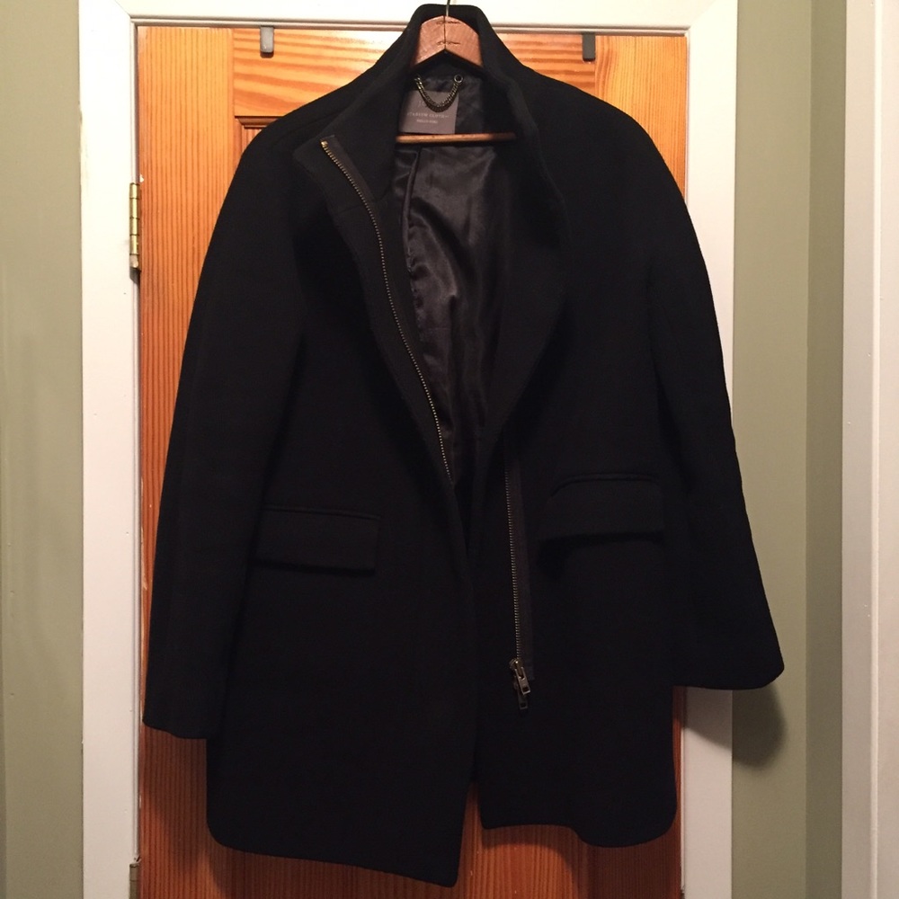 JCrew Stadium-cloth Cocoon Wool Coat sz 8 Black
