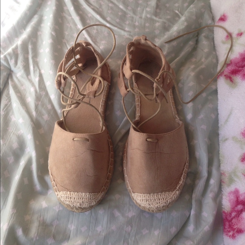 Laced up espadrille sandals