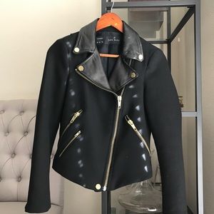 ZARA Black Jacket w/ Leather Detail