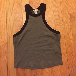 medium olive and black crop top