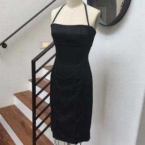 💄SALE!!!💄Bebe Black Satin Pencil Halter Dress