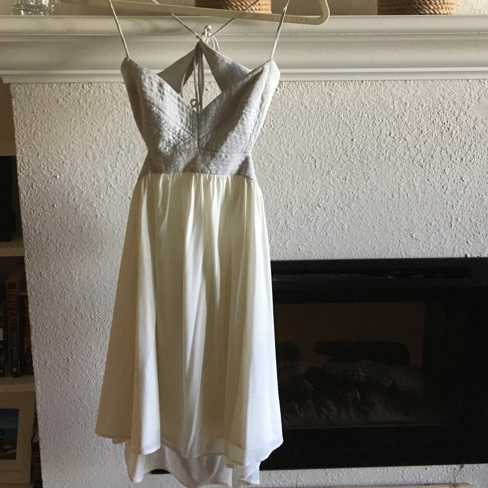 White & silver bcbg dress