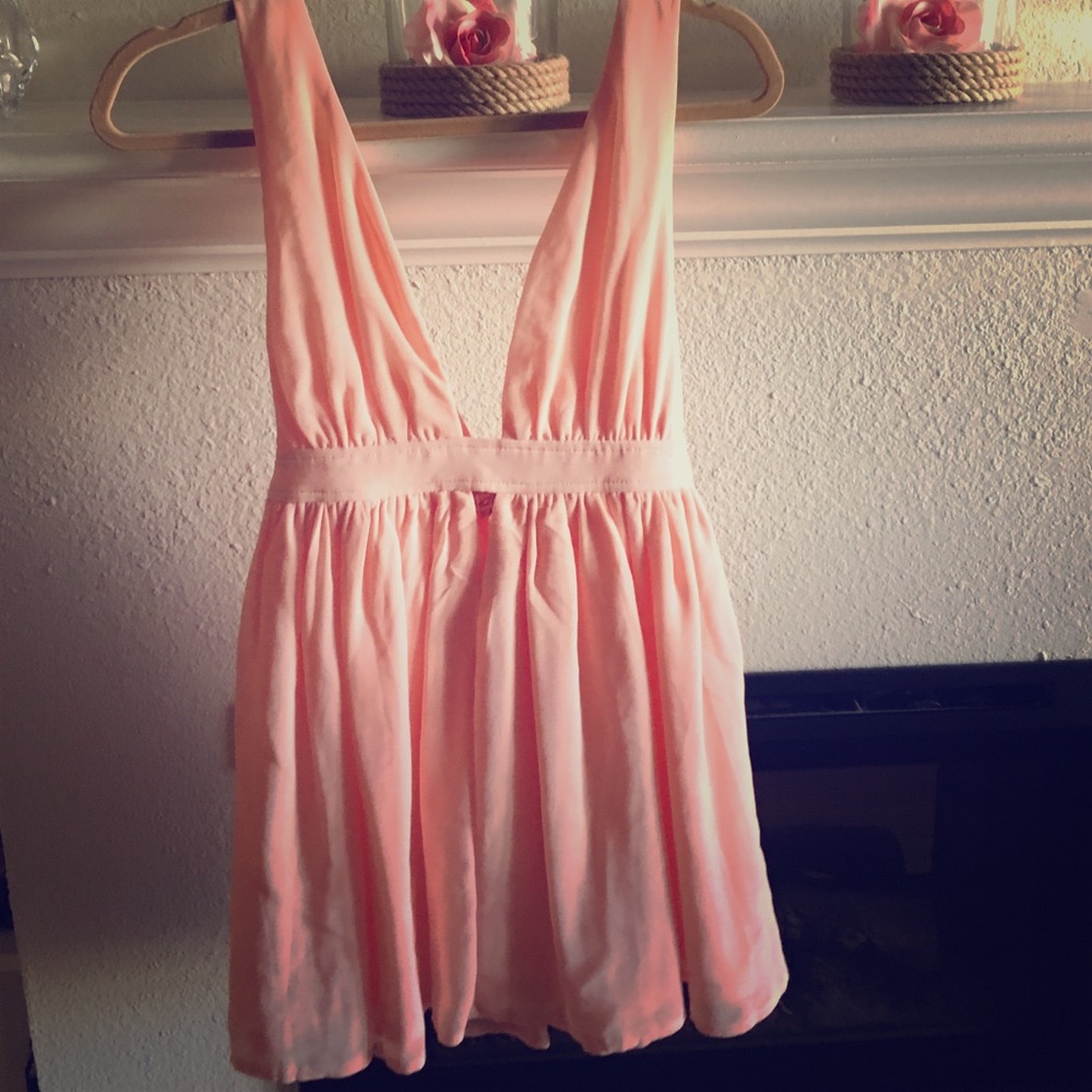 Peach deep v dress